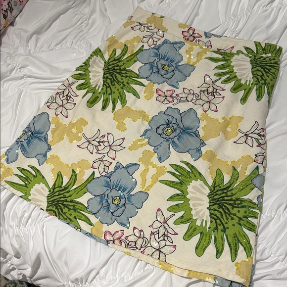 Zara Sequin Beaded Floral Print Women's Skirt US 8 - Picture 8 of 14